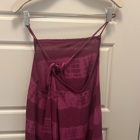 We The Free by Free People Wine Seashell Striped Tie-Dyed Strappy Tunic Dress - Picture 6 of 7